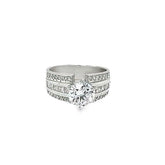 18K White Gold Diamond Frame Multi-Row Round Cut Engagement Ring 9.17c - LA DIAMOND